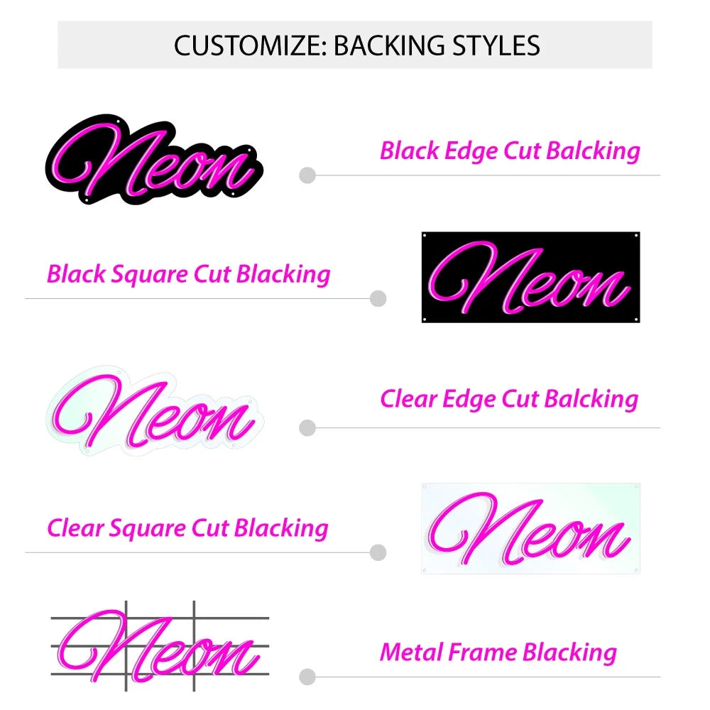 Black Square Cut Acrylic Backing LED Neon Sign with Dimmer V313