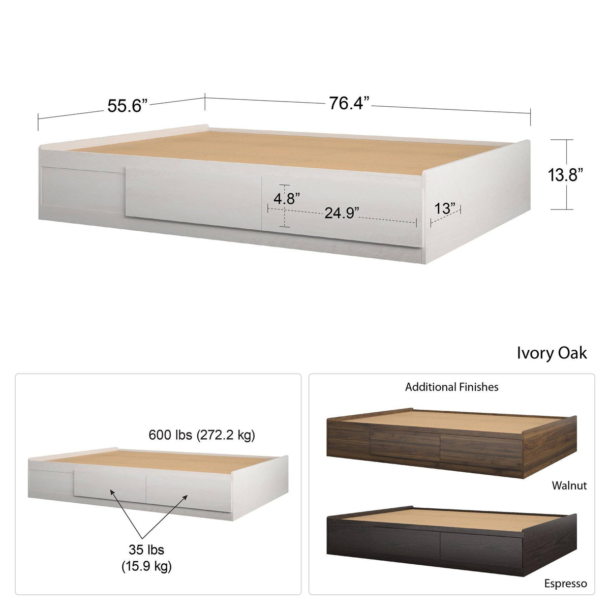Twin Mates Bed Ivory Oak N66083