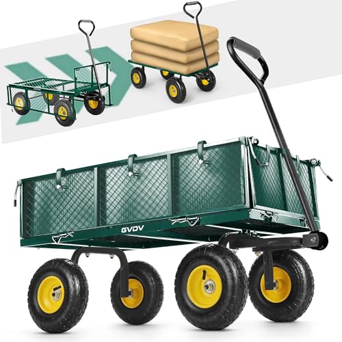 Heavy Duty Steel Folding Utility Wagon with Removable Sides and 10" All-Terrain Wheels F1907