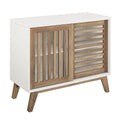 36x22 Two Shelf Laminate and Metal Accent Cabinet White with Rustic Oak D418