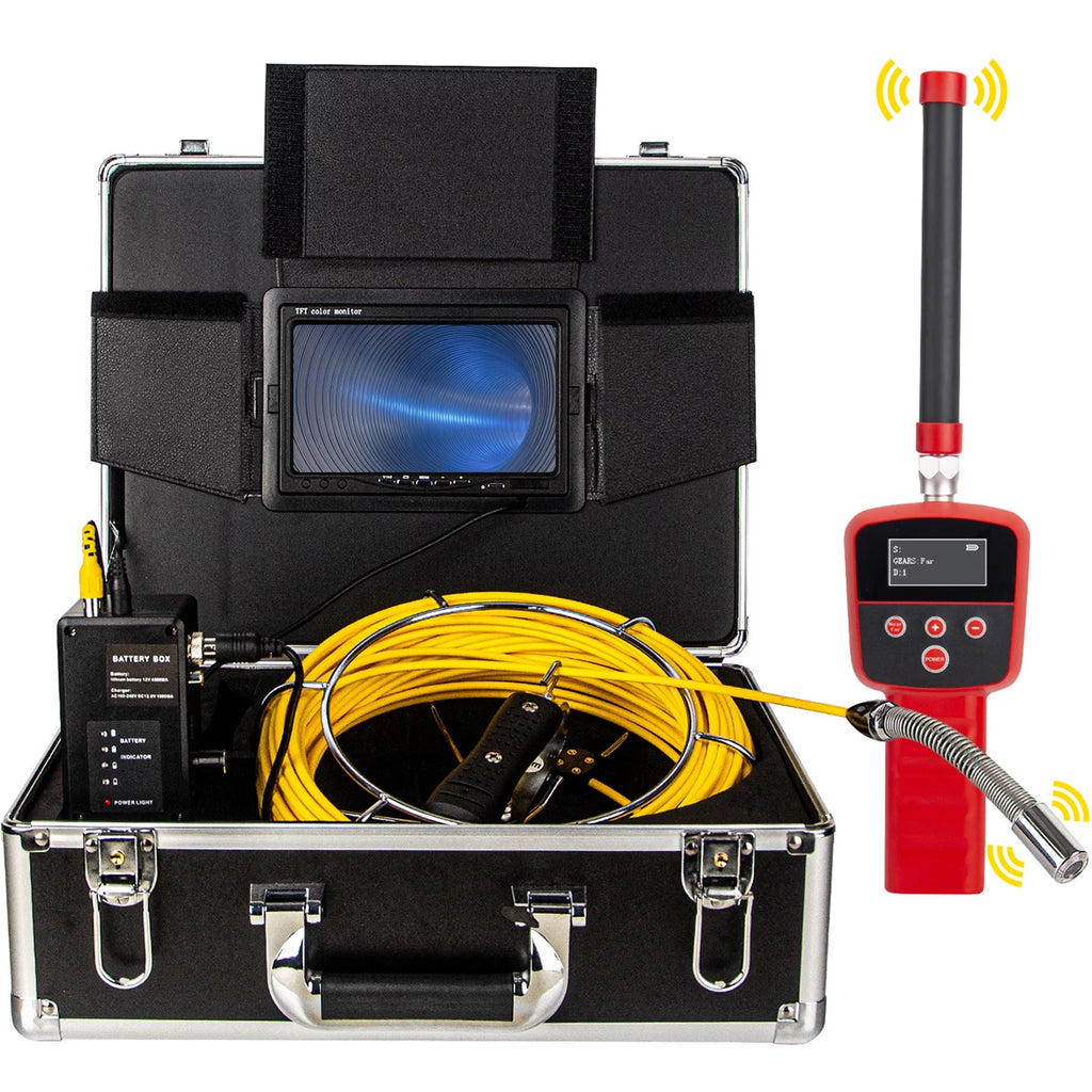 165' Cable Waterproof IP68 Sewer Camera with 512Hz Sonde Transmitter & Receiver O74103