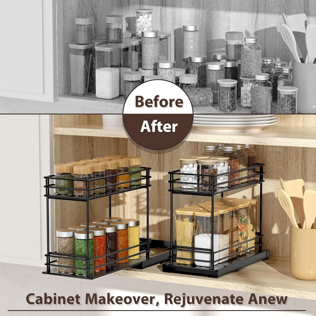 2-Pack 2-Tier Pull Out Spice Rack Organizer, 5.3''W x 10.4''D x 8.9''H Z887425
