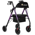 Blue 8" 4 Wheels Rollator Walker with Seat Locking Brakes Adjustable Seat and Arms Aluminum Foldable Removable Back Support 300 lbs B962