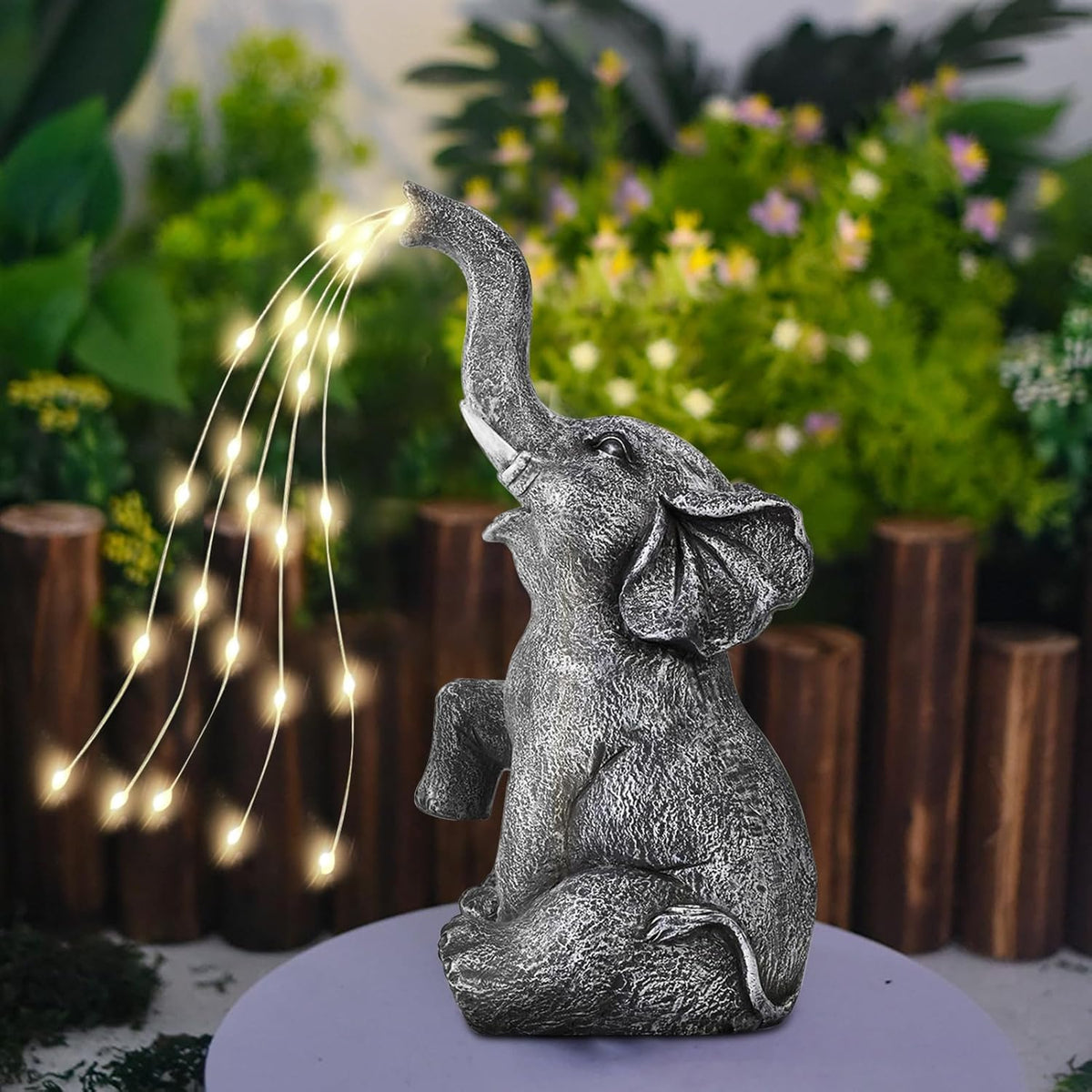Elephant Statue Solar Garden LED Light Strings K54368