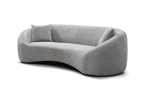 Light Gray Chenille Velvet 3 Seater Curved Sofa V825970