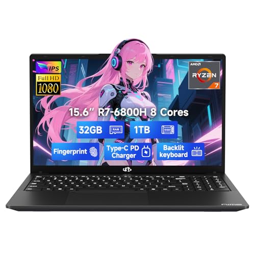 15.6" IPS FHD Gaming Laptop, 8 Cores AMD Ryzen 7 6800H 32GB DDR5 RAM 2TB SSD AMD Radeon 680M GPU A1625