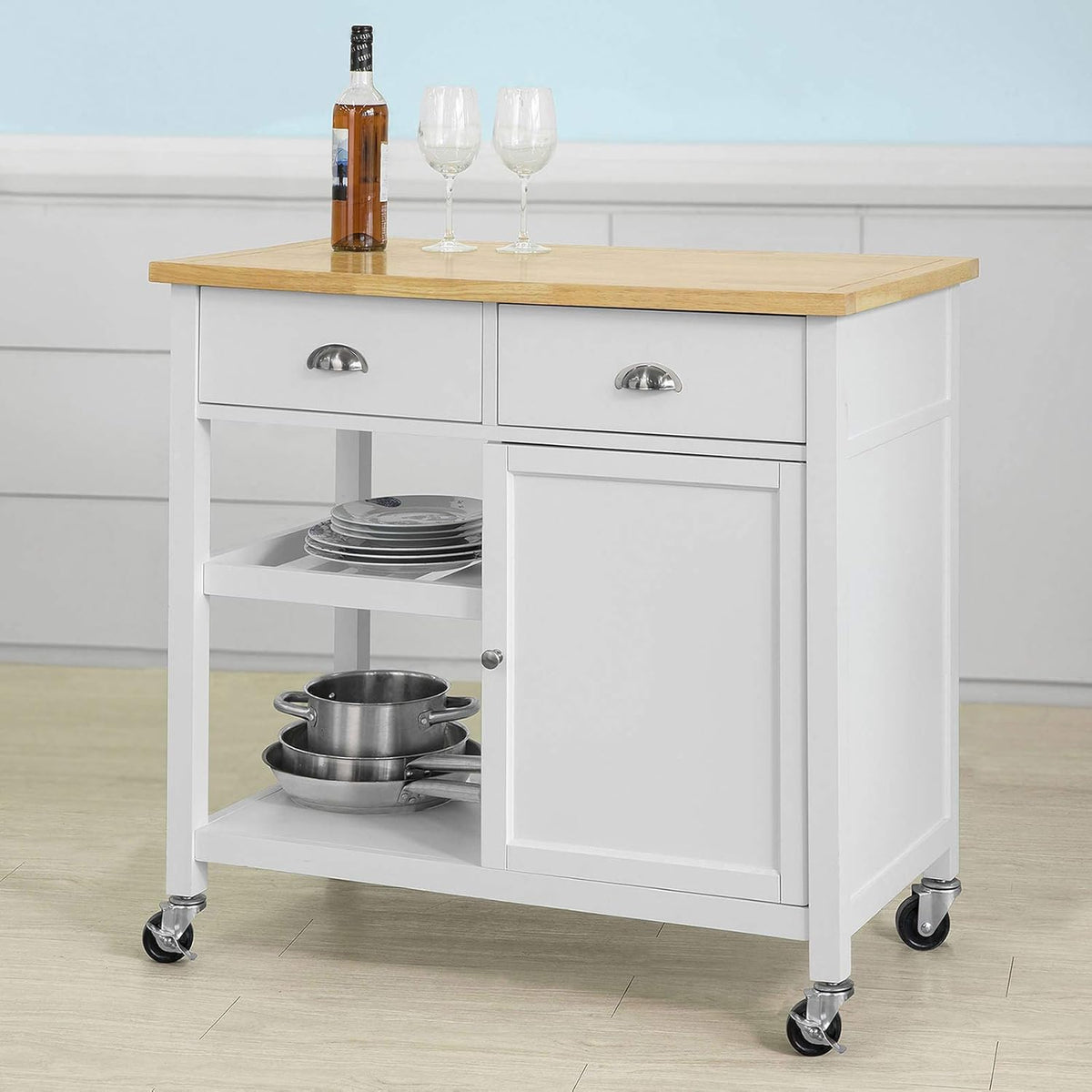 Kitchen Cart with Rubber Wood Top U904505