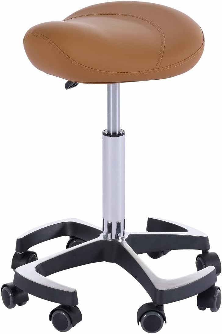 Hydraulic Saddle Stool with Wheels Height Adjustable Ergonomic Rolling Swivel Chair D1154