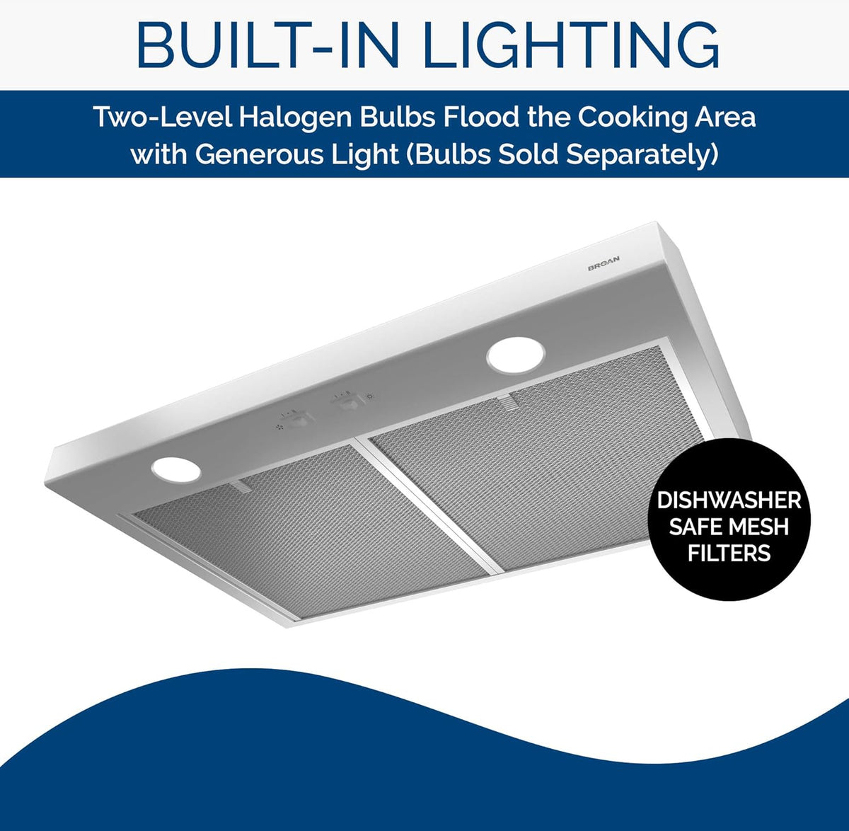 White 36-inch Under Cabinet Range Hood with Light A9651