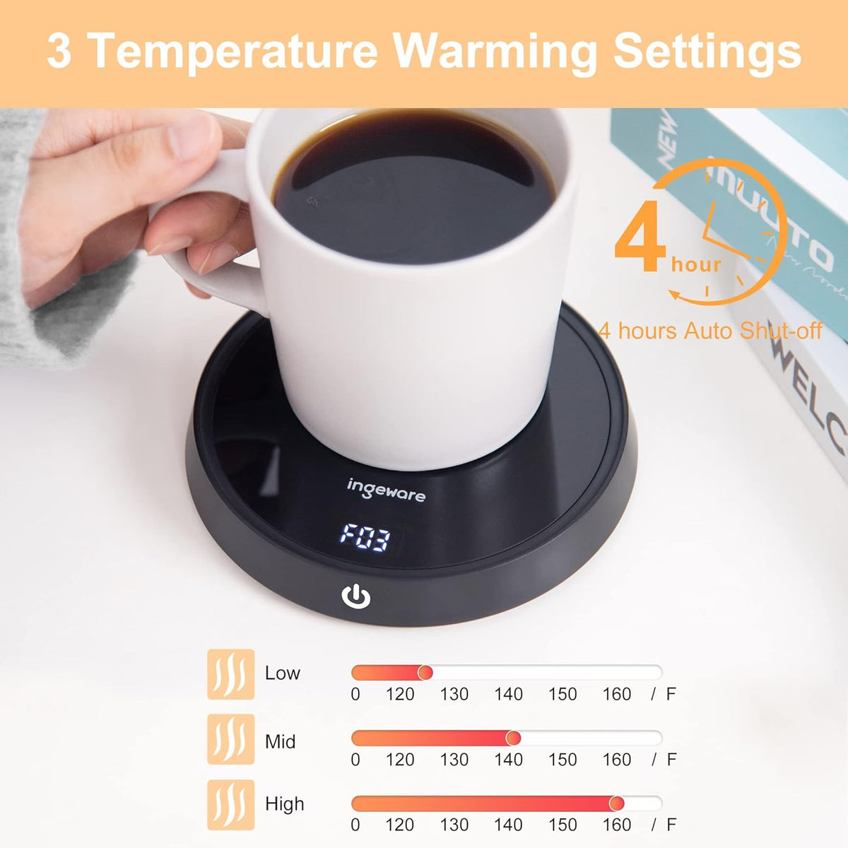 Coffee Mug Warmer with Temperature Settings Auto Shut Off G23647