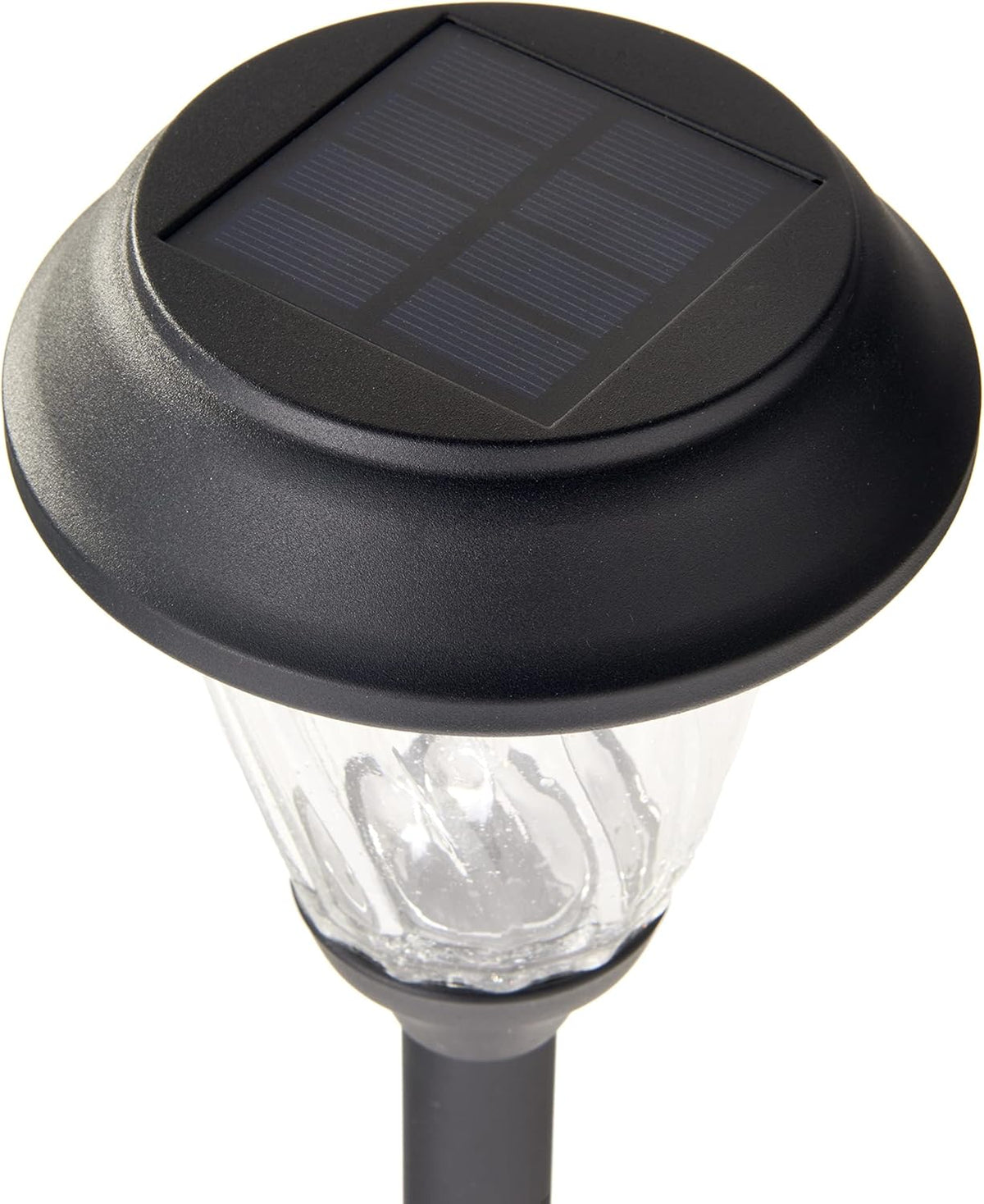 4 Pack Warm White Black Metal Glass Solar Path Lights J99587