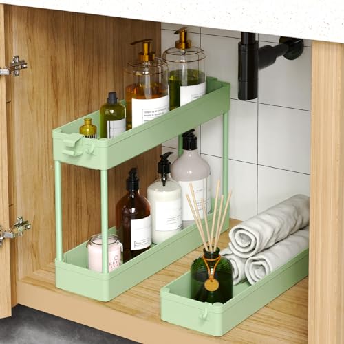 Slim Storage Cart 3 Tier Mobile Shelving Unit Rolling Utility Cart Tower Rack, Plastic & Stainless Steel A838
