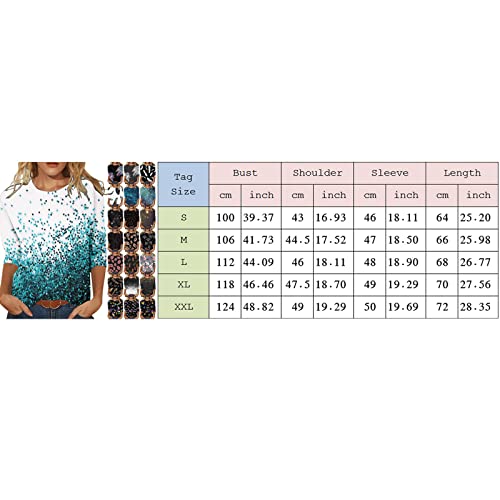 Summer Outfits for Women Casual Fashion Printing Crew Neck Three Quarter Sleeve V481573