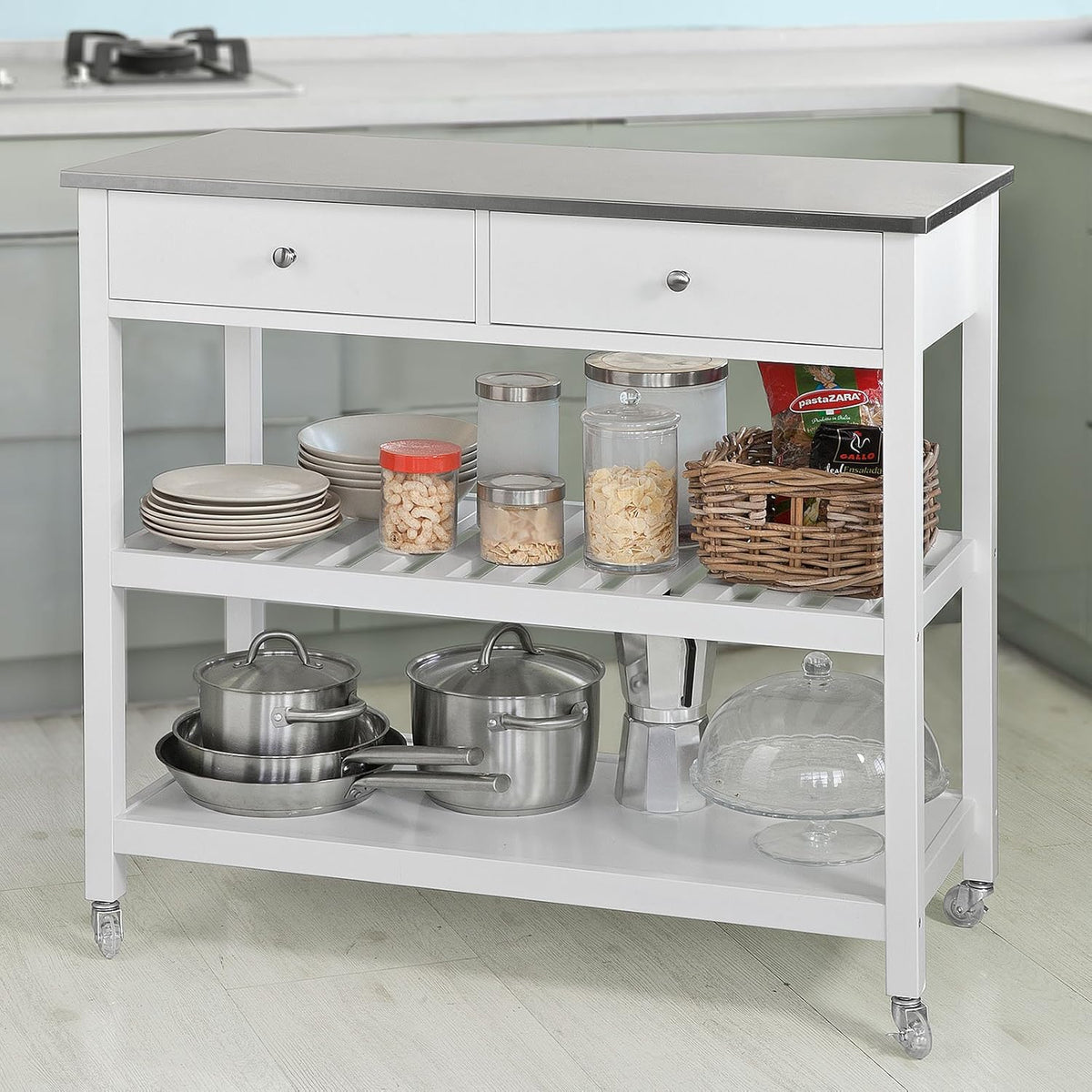 Kitchen Cart with Rubber Wood Top U904505