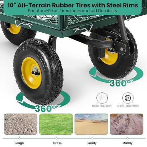 Heavy Duty Steel Folding Utility Wagon with Removable Sides and 10" All-Terrain Wheels F1907