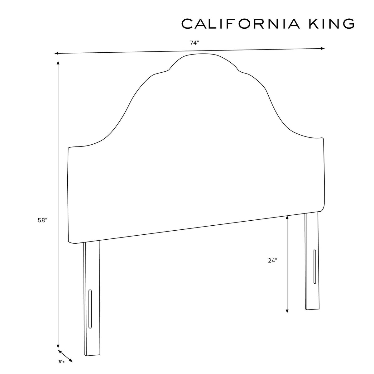 Ivory Velvet California King Arched Headboard D415