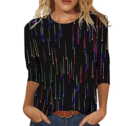 Summer Outfits for Women Casual Fashion Printing Crew Neck Three Quarter Sleeve V481573