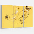 Owl and Rooster Oil Painting Print Multi-Piece Wrapped Canvas P849