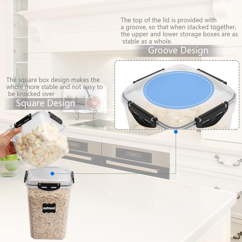 Set of 4 Plastic Airtight Food Storage Containers with Lids Y8688