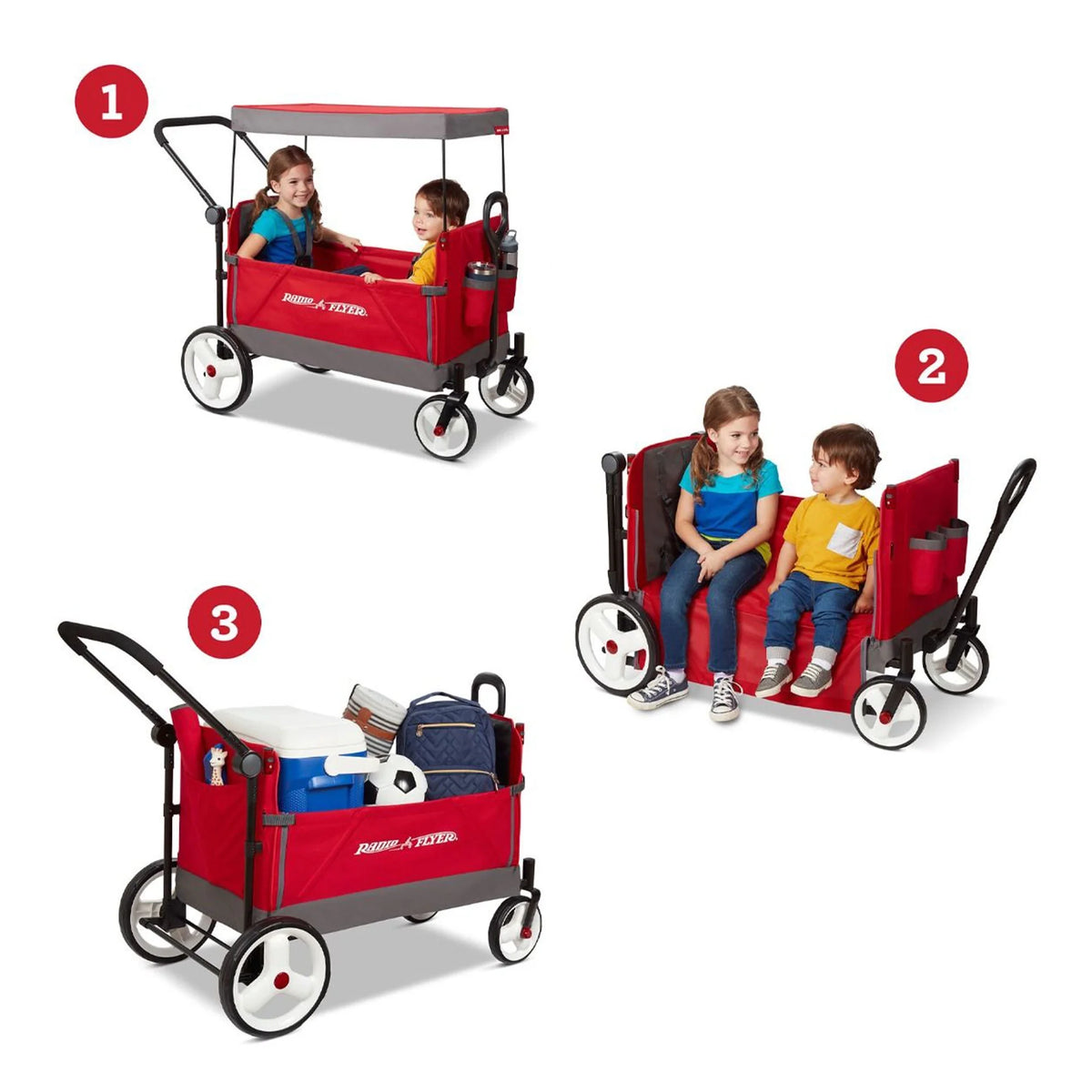 Red/Black Convertible Stroll N Wagon with Pull & Push Handle A23178