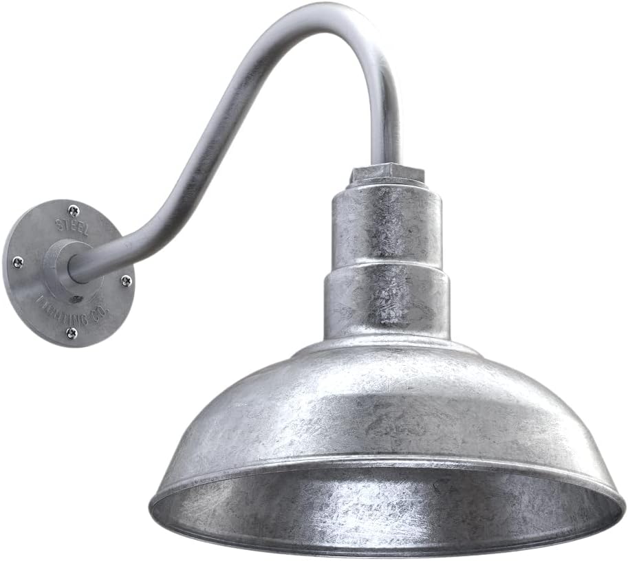 12 inch Dome Gooseneck Outdoor Wall Mounted Steel Light B236