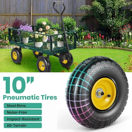 Heavy Duty Steel Folding Utility Wagon with Removable Sides and 10" All-Terrain Wheels F1907