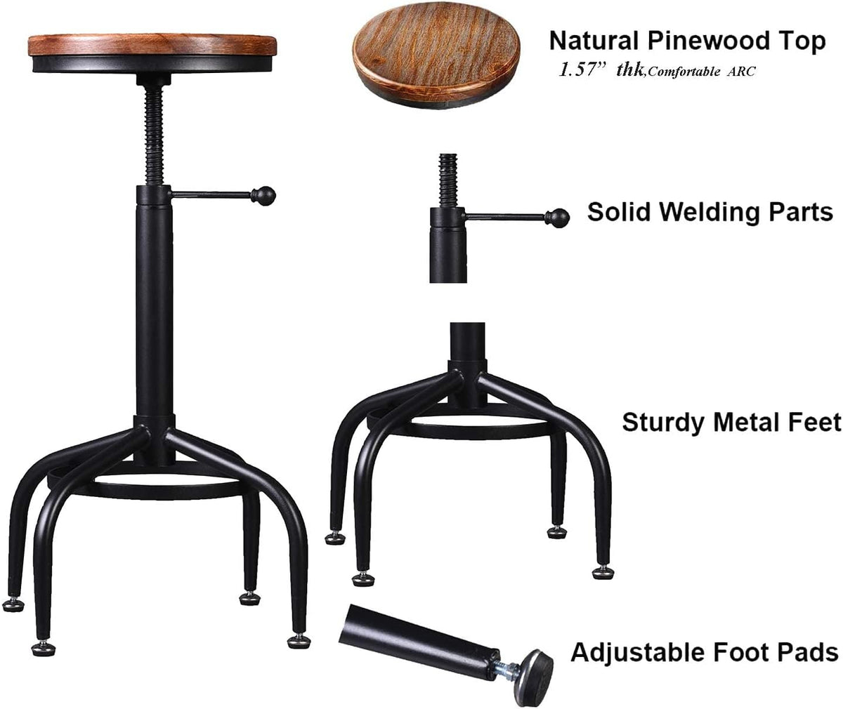 Set of 2 Adjustable Swivel Metal Barstools M7779
