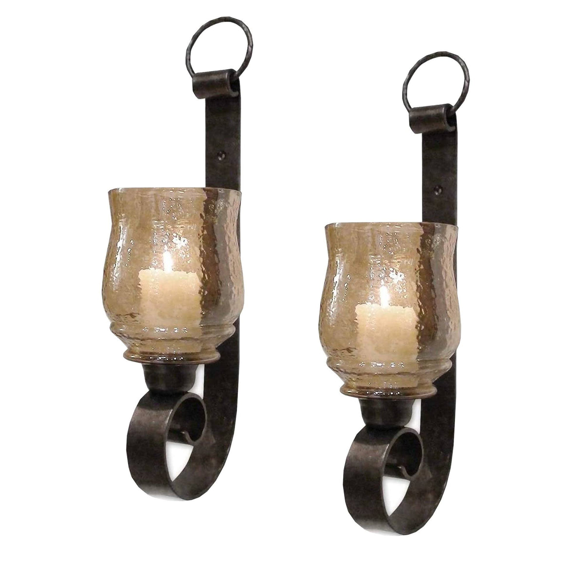 Set of 2 Bronze Wall Mounted Candle Holder Sconce I678