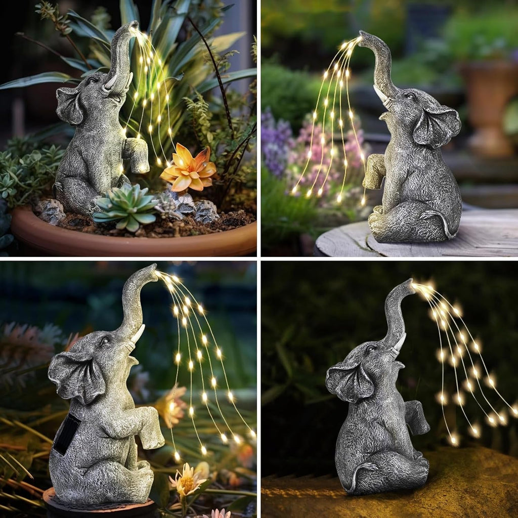 Elephant Statue Solar Garden LED Light Strings K54368