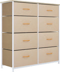 8 Drawer Fabric Dresser with Steel Frame and Wooden Top K2669