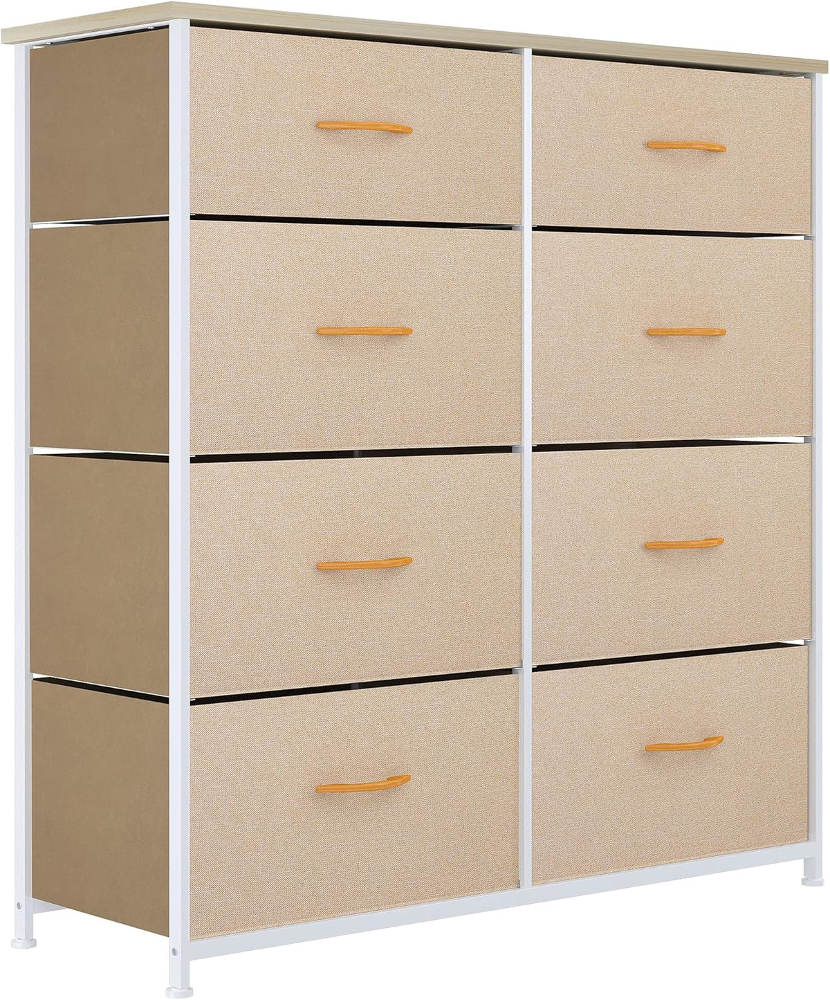 8 Drawer Fabric Dresser with Steel Frame and Wooden Top K2669