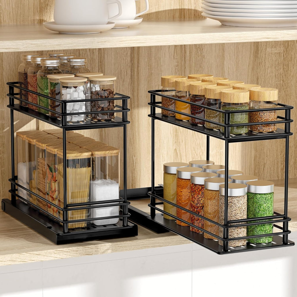 2-Pack 2-Tier Pull Out Spice Rack Organizer, 5.3''W x 10.4''D x 8.9''H Z887425