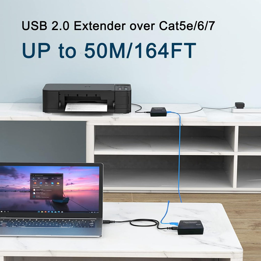 USB Extender up to 164ft/50m Over Cat5/5e/6/7 4 USB2.0 Ports F6754