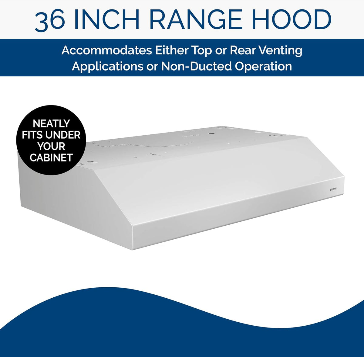 White 36-inch Under Cabinet Range Hood with Light A9651