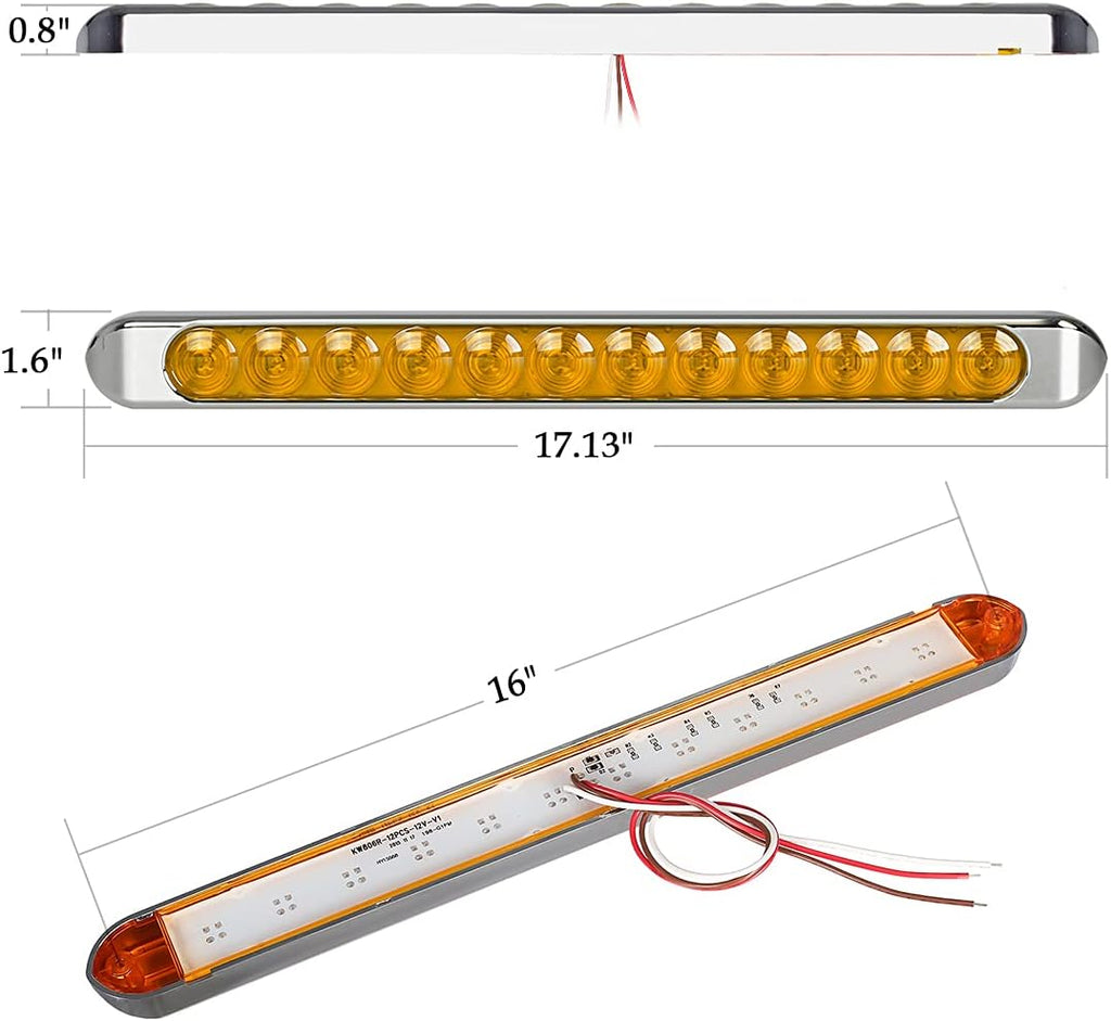 4pcs 17 Inch Chrome LED Trailer Tail Light Bar R131