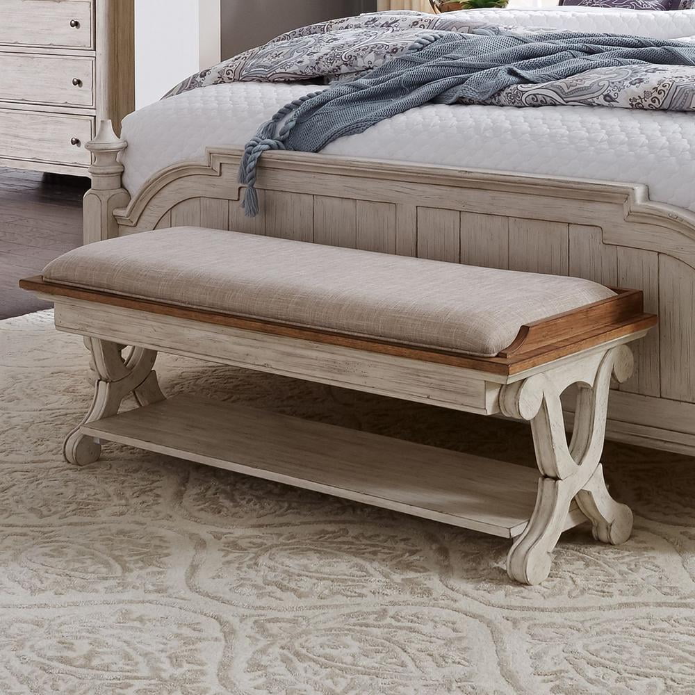 White Bed Bench W749502