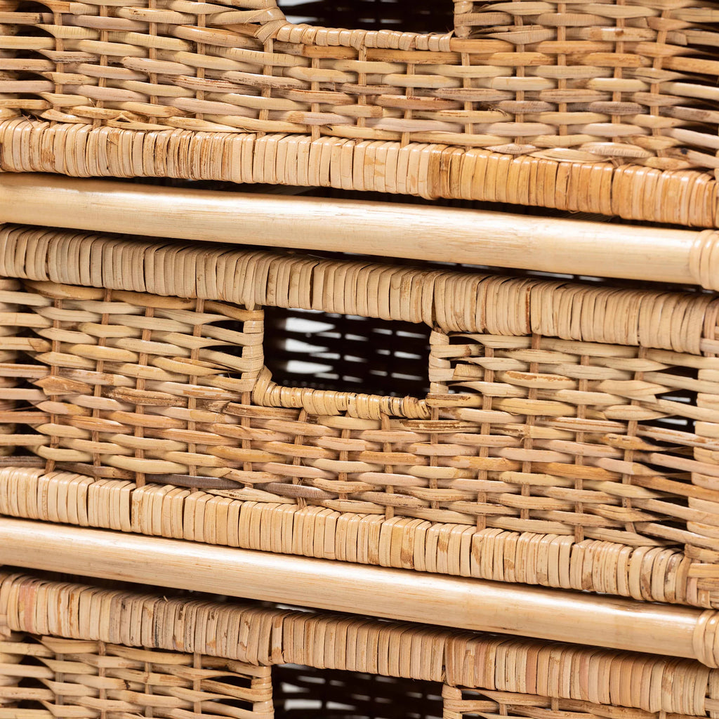 Natural Brown Rattan 6-Drawer Storage Cabinet H50526