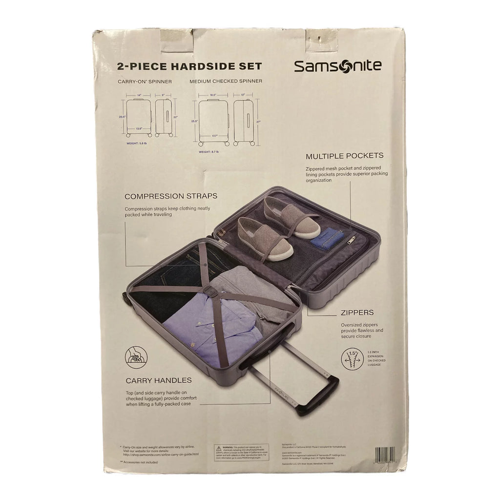 Hardside Spinner Luggage 2 Piece Set Silver X865
