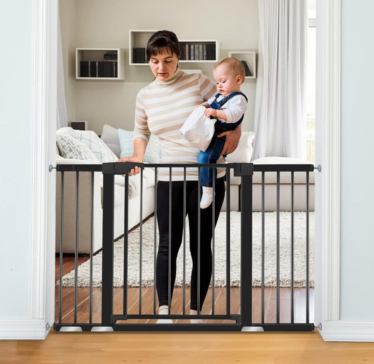 Extra Wide Auto-Close Walk Thru Baby Gate R385296