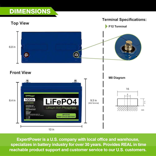12V 100Ah Lithium LiFePO4 Deep Cycle Rechargeable Battery S5148