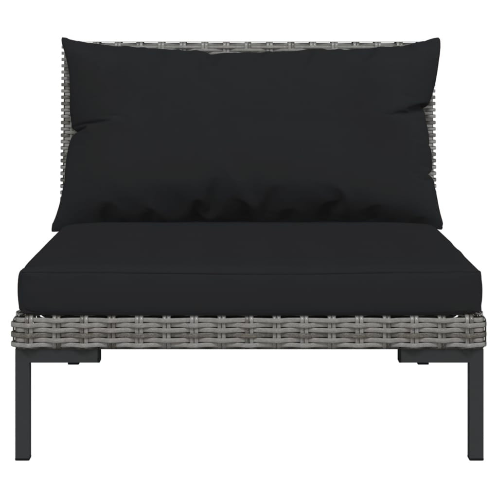 10 Piece Patio Set with Cushions Poly Rattan Dark Gray Q5160