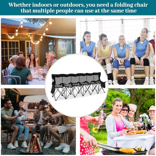 Portable 6 Seater Folding Sports Bench with Mesh Seat and Back K858