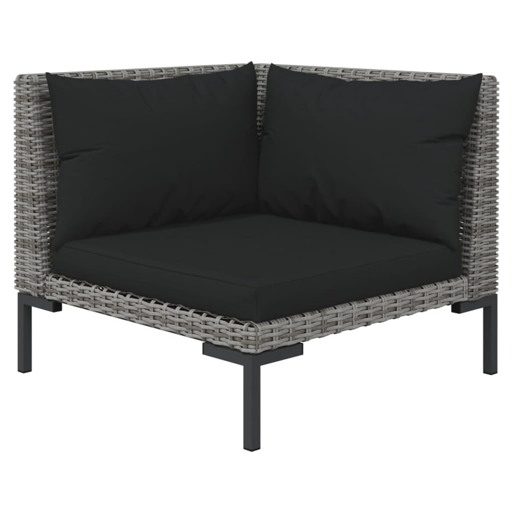 10 Piece Patio Set with Cushions Poly Rattan Dark Gray Q5160