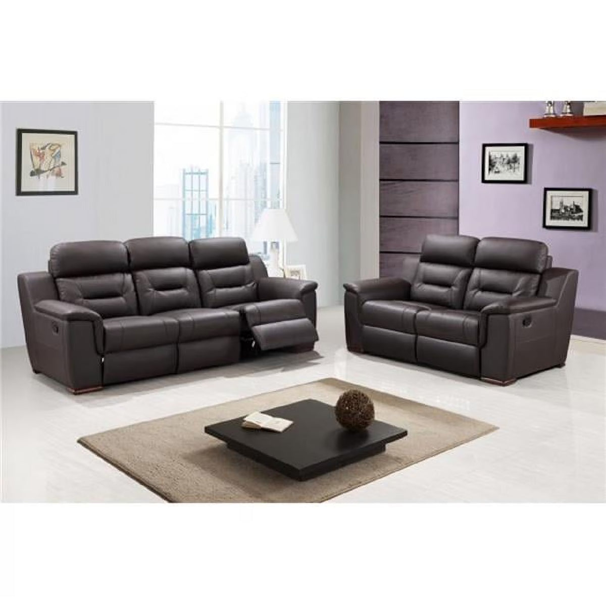 Brown Sofa Loveseat S6215