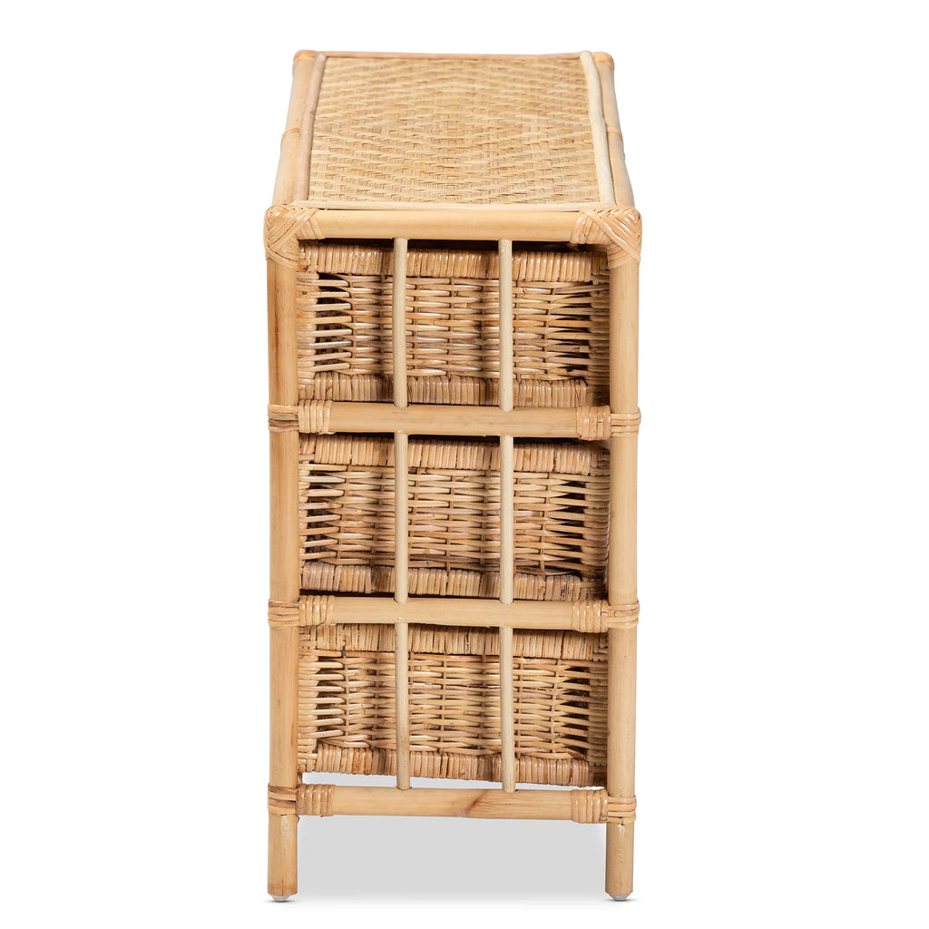 Natural Brown Rattan 6-Drawer Storage Cabinet H50526