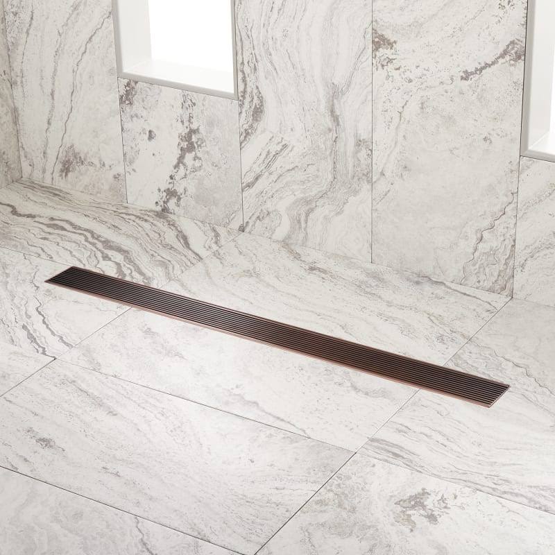 Oil Rubbed Bronze Linear Shower Drain with Flange E893310