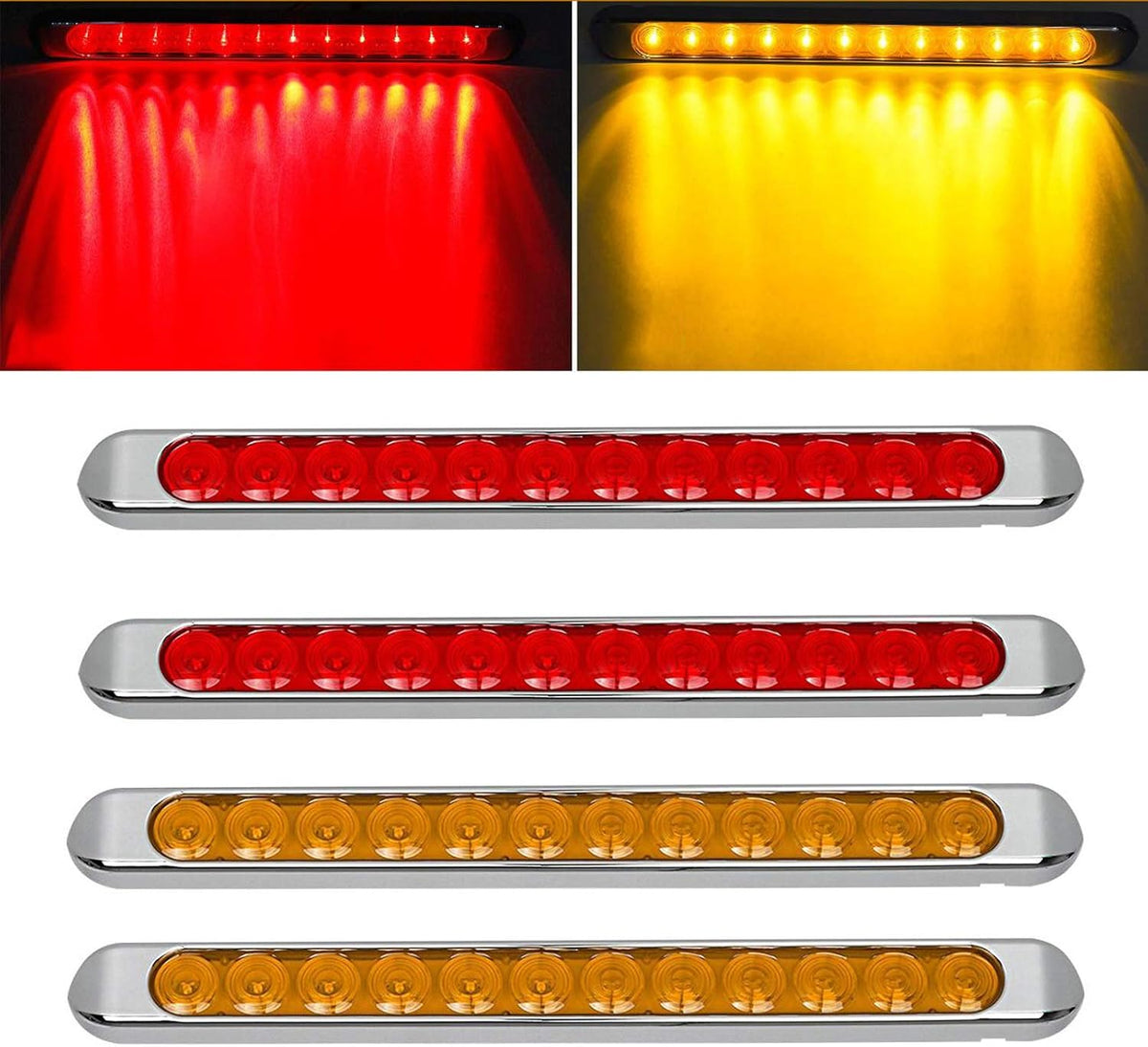4pcs 17 Inch Chrome LED Trailer Tail Light Bar R131