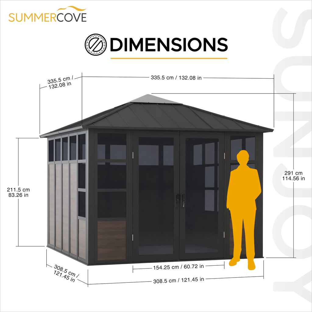 Black Hardtop Outdoor Aluminum Sunroom P90878