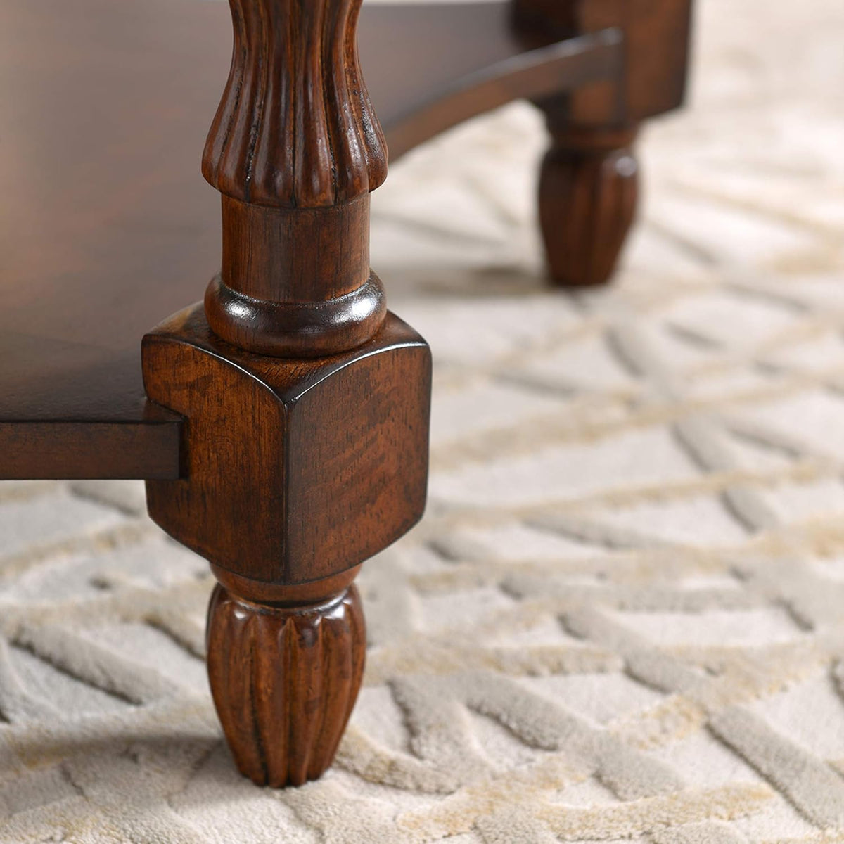 Solid Wood End Table with Tempered Glass and Storage Shelf J1800