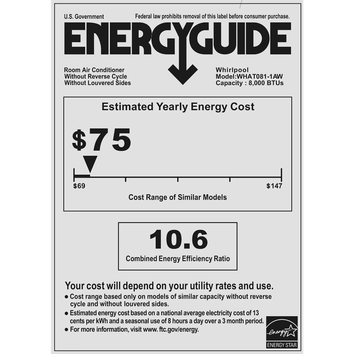 8000 BTU 115-Volt Wall Air Conditioner with Remote, White K13422